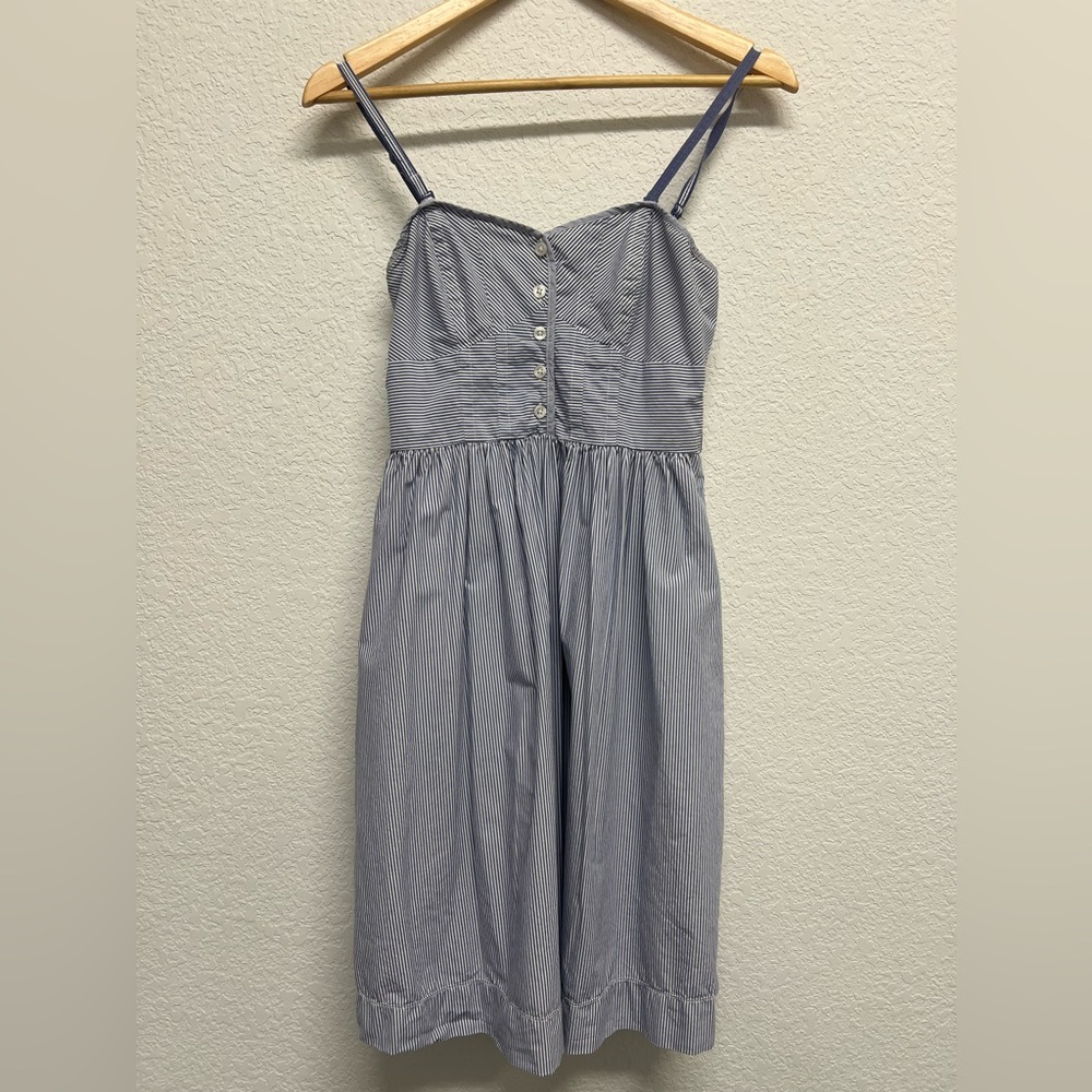 American Eagle Striped Dress Button-Front Smocked 8